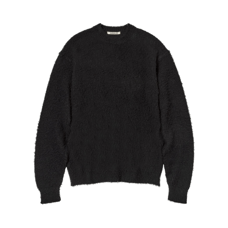 Auralee Brushed Wool Cashmere Silk Sweater "Black"