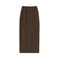 Auralee Lama Shetland Wool Tweed Skirt "Brown Tweed"