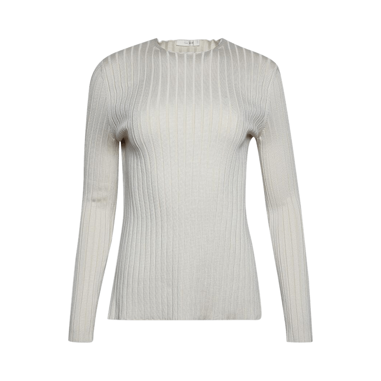 The Row Open Back Ribbed Silk Sweater "Latte"