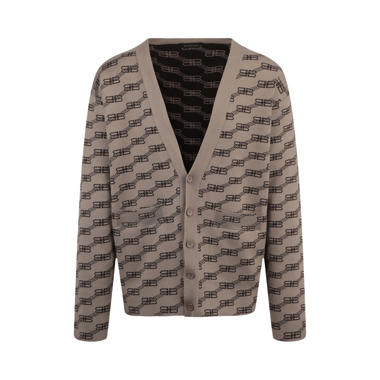 Balenciaga Logo Intarsia Knit Cardigan "Beige"
