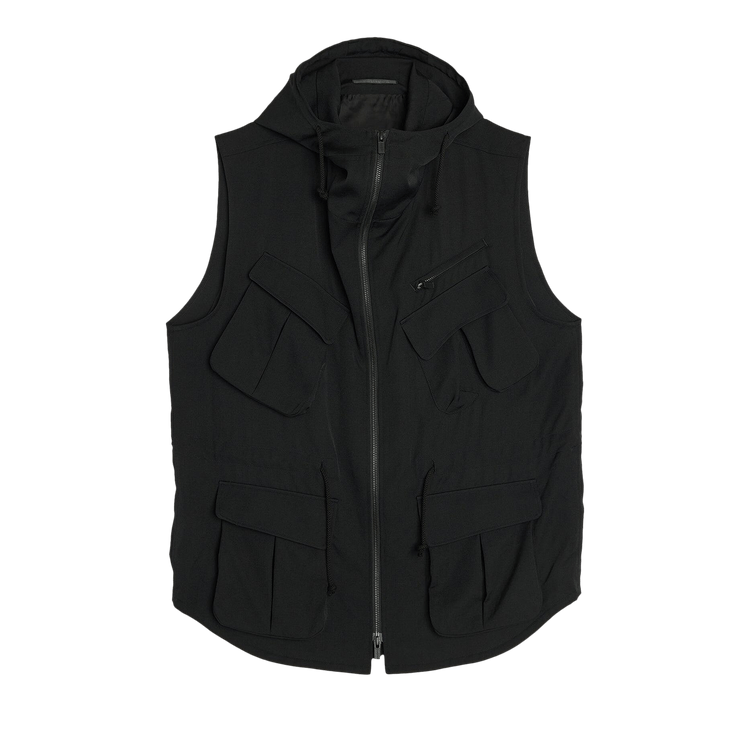 Yohji Yamamoto Pour Homme Wrinkle Gabardine Hooded Vest "Black"