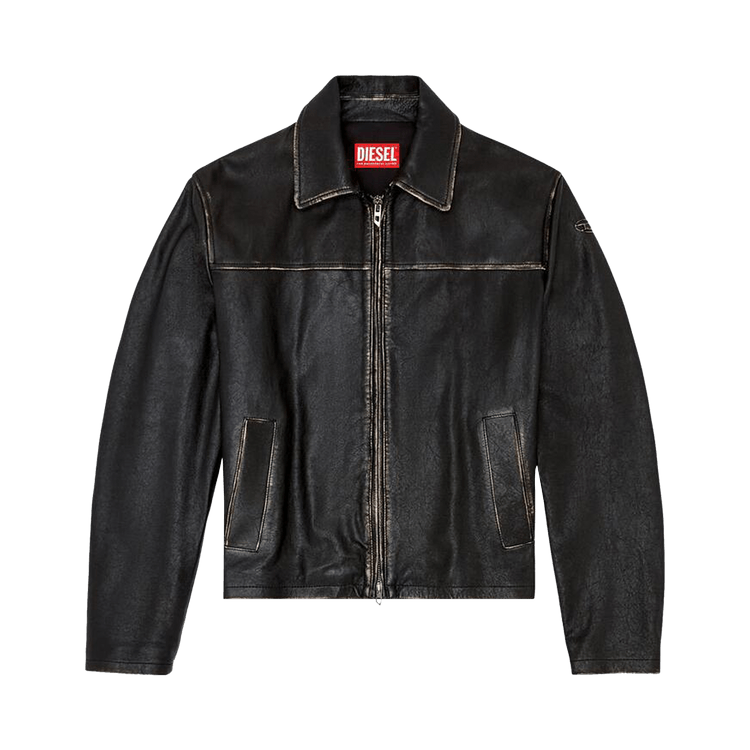 Diesel L-Blixia Distressed Leather Jacket "Black"