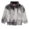 Diesel S-Depla Tie-Dyed Teddy Jacket With Denim Hood "Grey"
