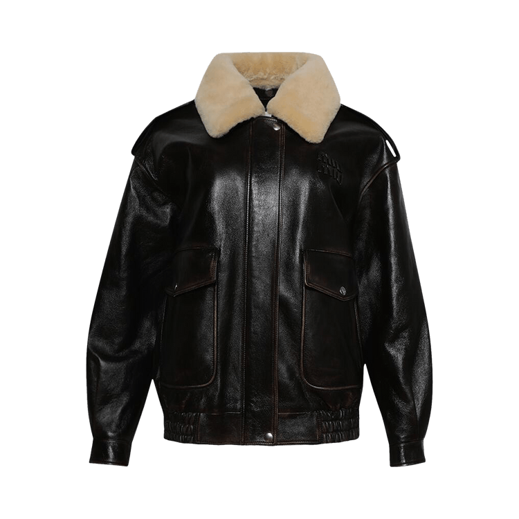 Miu Miu Nappa Leather Bomber Jacket "Coffee"