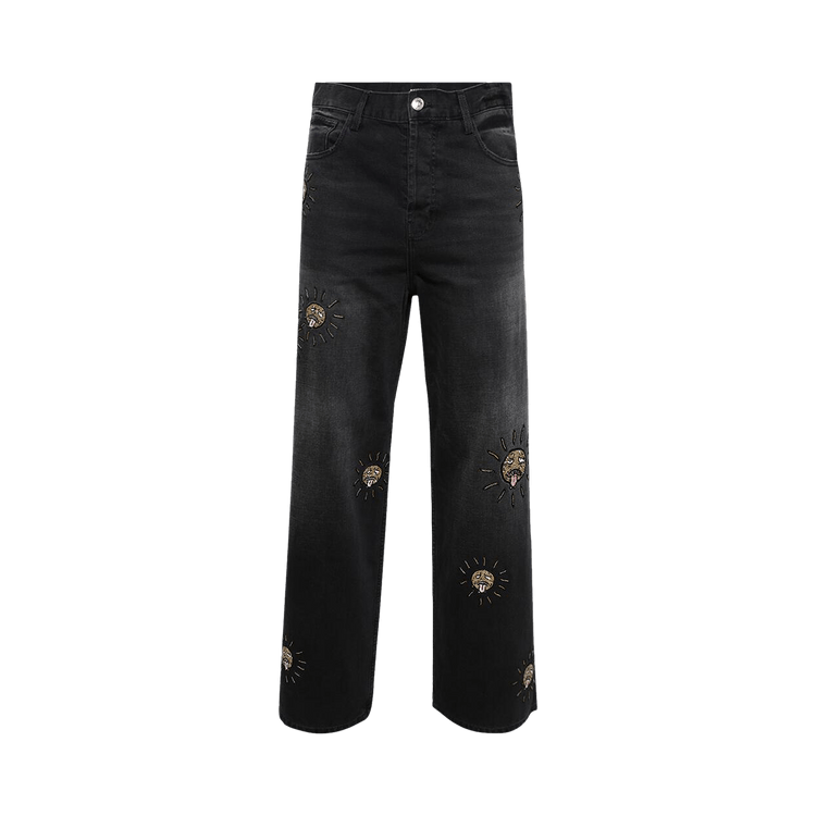 Nahmias Beaded Sun Wide Jeans "Charcoal Wash"