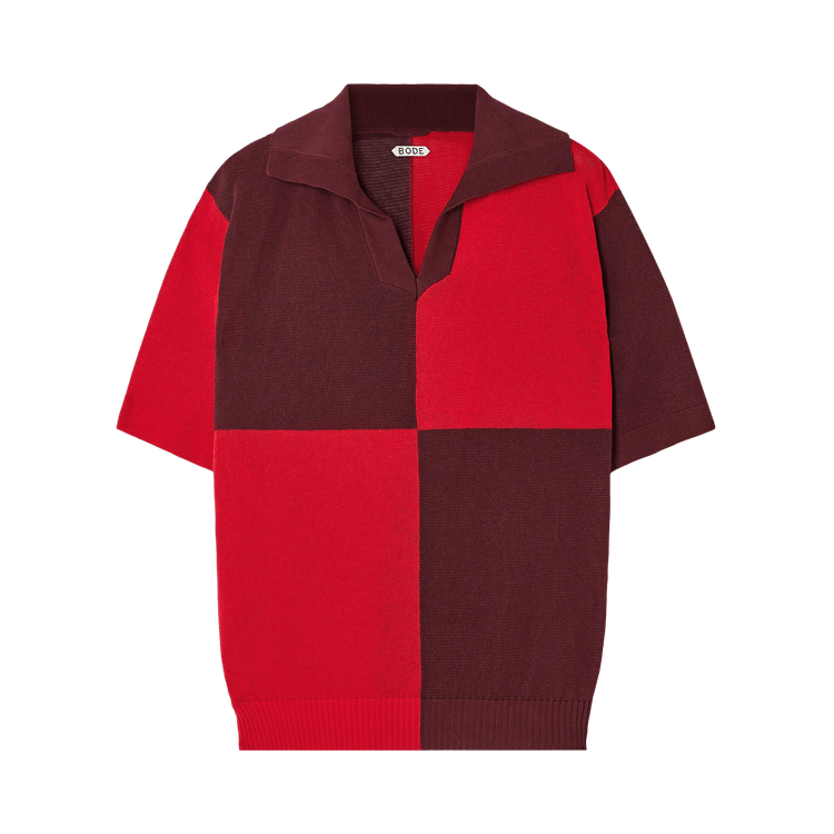 Bode Checkered Polo "Red Maroon"