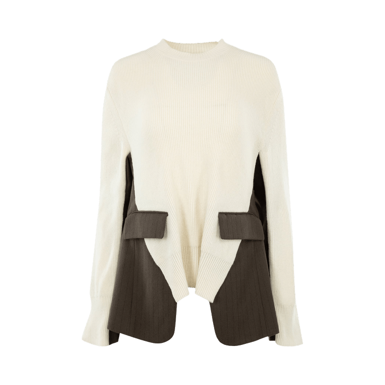 Sacai Chalk Stripe Knit Pullover "Off White/Khaki"