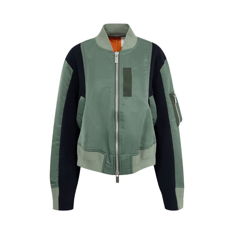 Sacai Nylon Twill Knit Blouson "Black/Khaki/Navy"