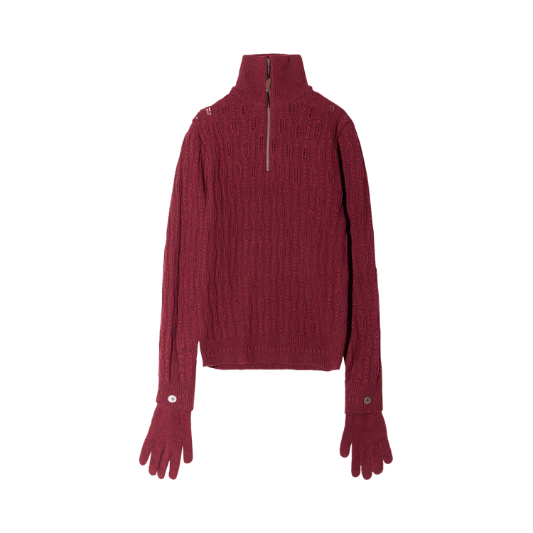 Hyein Seo Troyer Knit Sweater With Gloves "Burgundy"