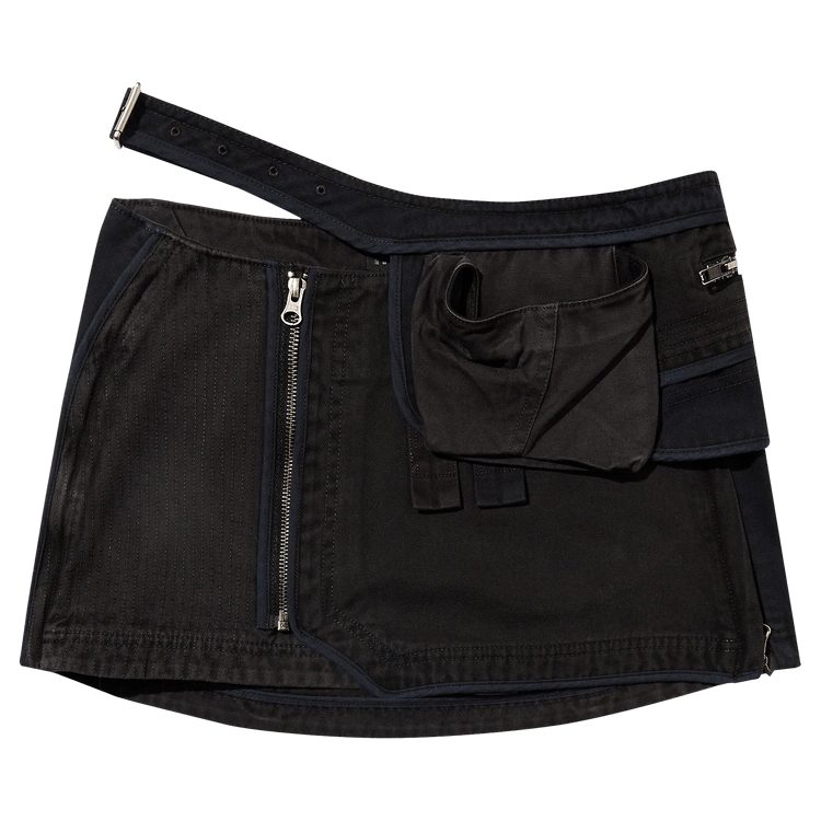 Hyein Seo Patchwork Mini Skirt With Waist Bag "Stone"