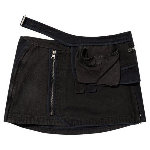 Hyein Seo Patchwork Mini Skirt With Waist Bag "Stone"