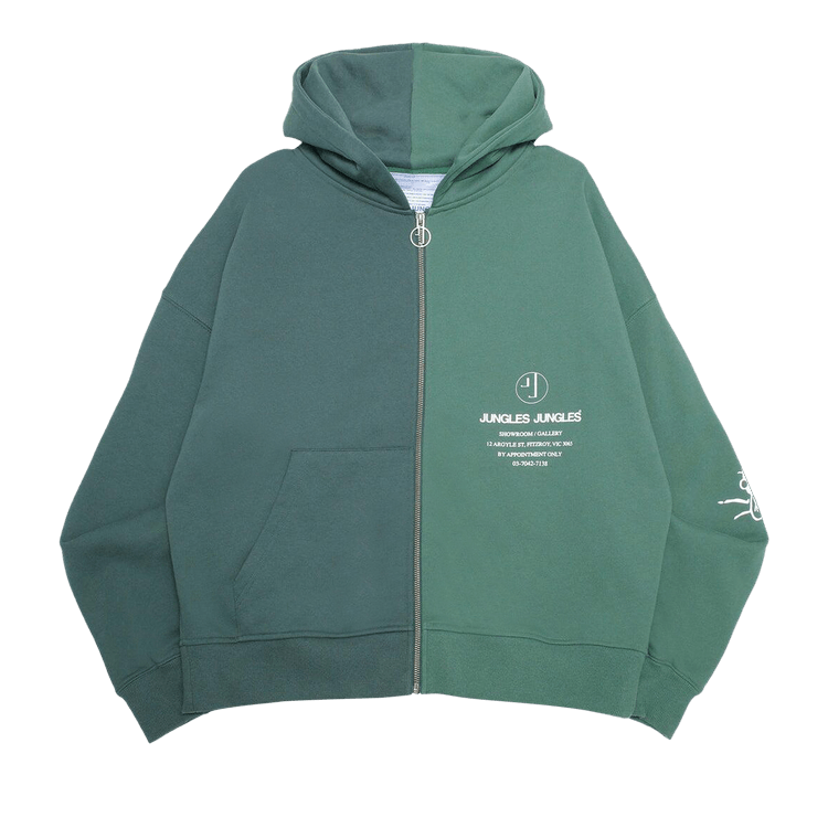 Jungles Appointment Only Zip Up Split Hoodie "Green"