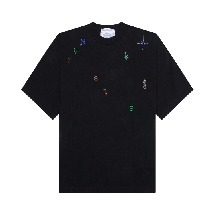 Jungles Beaded Lettering Tee "Black"