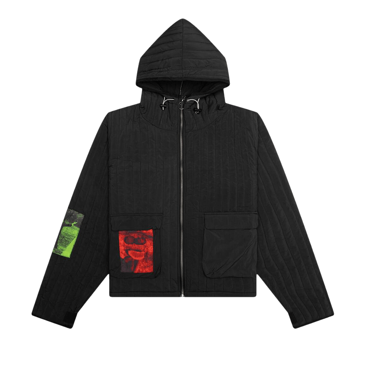Jungles Patches Quilted Zip Hoodie "Black"