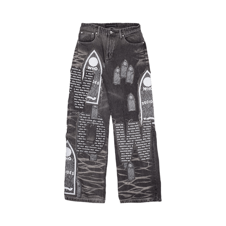 Who Decides War Motif Patched Denim "Vintage Grey"