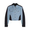 Mugler Bi-Tone Denim Jacket "Tokyo Blue/Black"