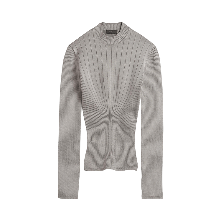 Mugler Sculpting Knit Top "Grey Melange"