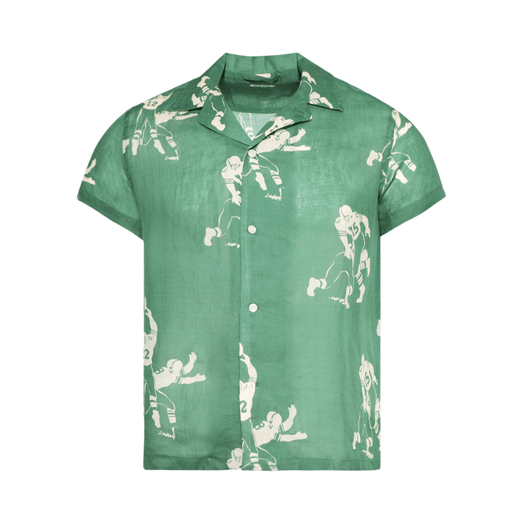 Bode Football Silhouette Short-Sleeve Shirt "Green/Cream"