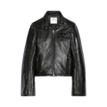 Courrèges Iconic Zipped Vinyl Biker Jacket "Black"