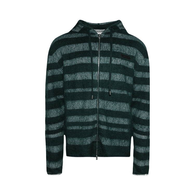 Lanvin Stripes Jacquard Hoodie "Forest Green"