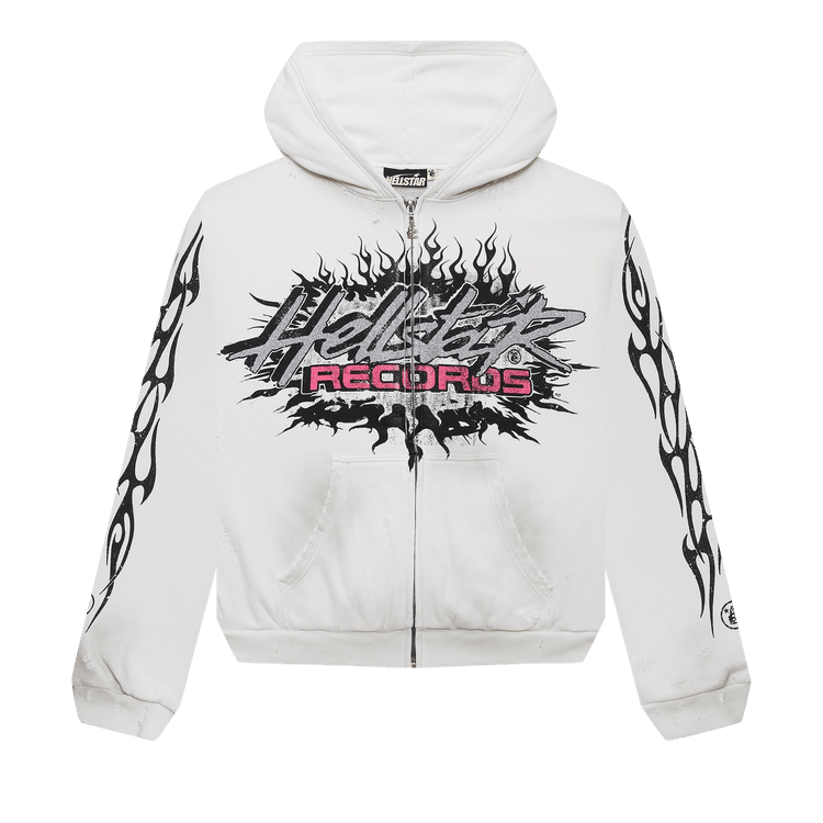 Hellstar Records Glitter Zip Up Hoodie "White"