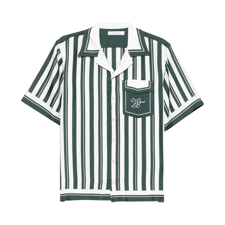 Wales Bonner June Bowling Shirt "Ivory/Green"