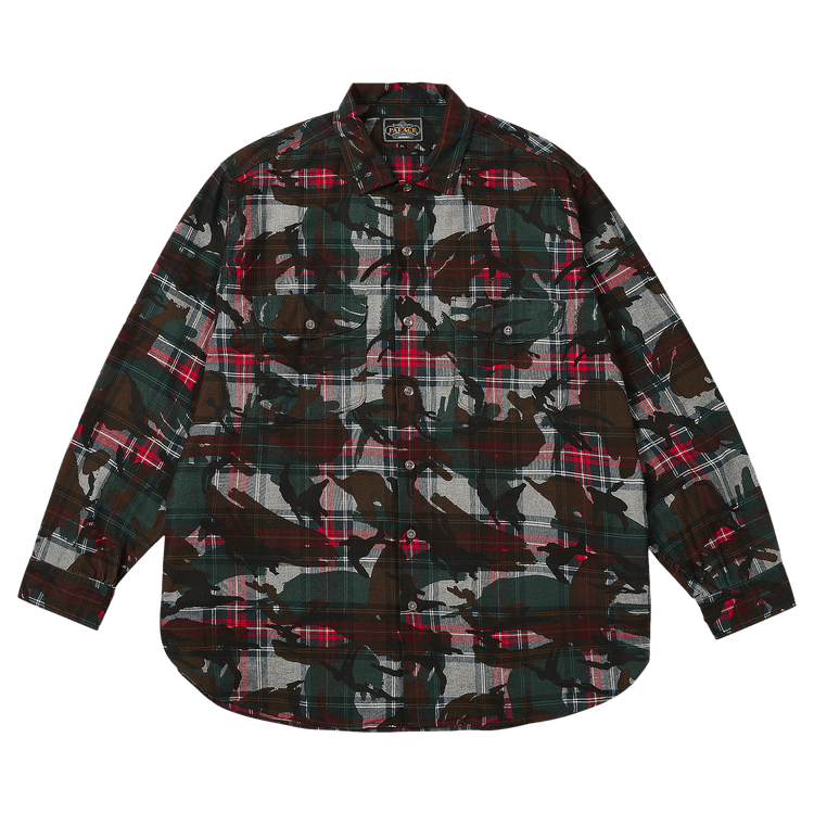 Palace x Beams Plus Work Shirt "Grey Tartan Camo"