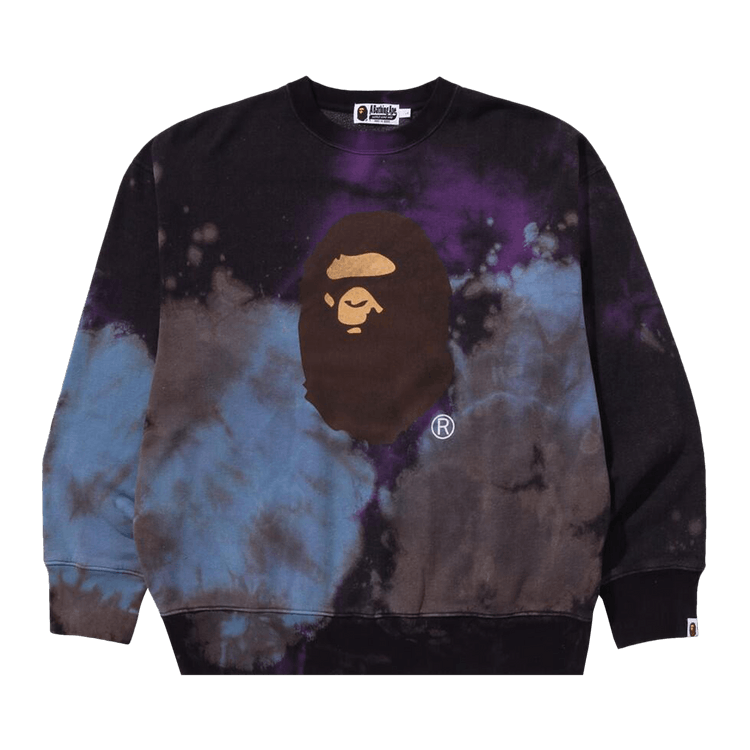 BAPE Tie Dye Ape Head Relaxed Fit Crewneck Sweatshirt "Black"