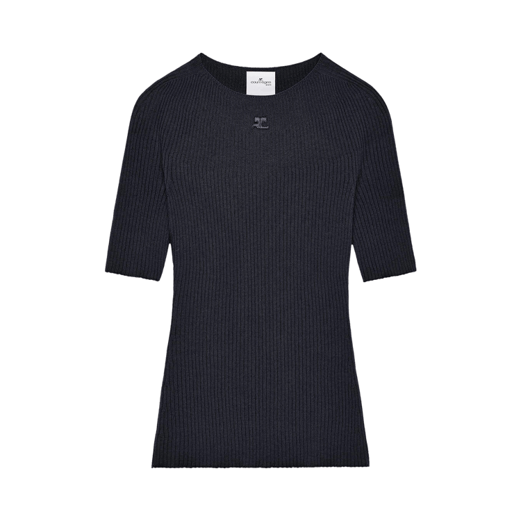 Courrèges Light Rib Short-Sleeve Sweater "Black"
