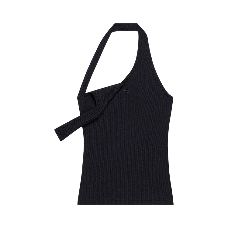 Courrèges Asymmetric Rib 90s Tank Top "Black"
