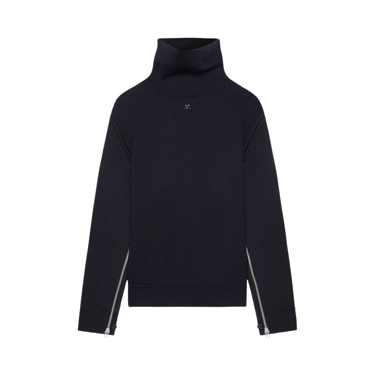 Courrèges Oversized Mockneck Knit Sweater "Black"