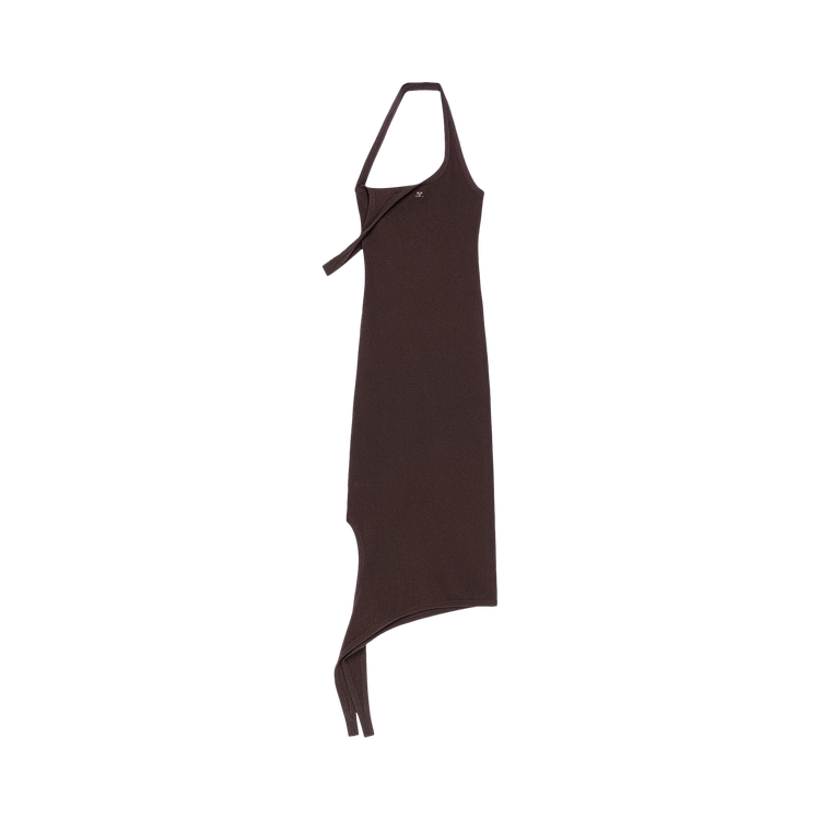 Courrèges Undressed Rib Knit Long Dress "Chocolate"
