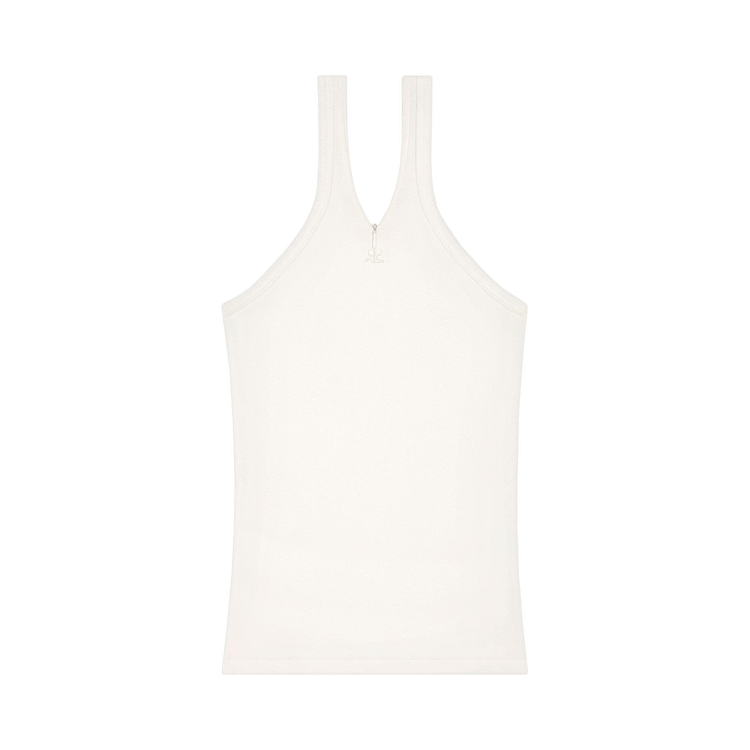 Courrèges Criss Cross 90s Rib Tank Top "Heritage White"