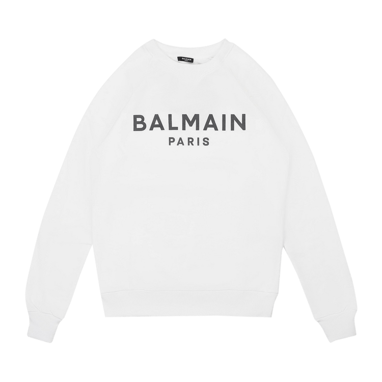Balmain Logo Print Crewneck Sweatshirt "White/Black"