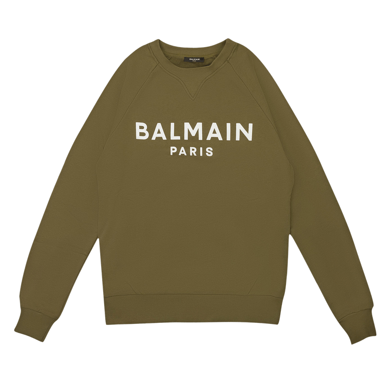 Balmain Logo Print Crewneck Sweatshirt "Khaki"