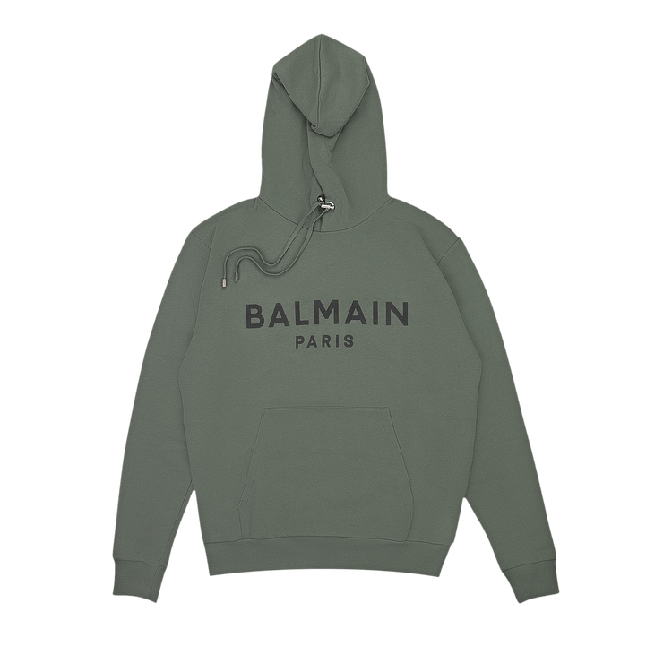 Balmain Logo Printed Drawstring Hoodie "Green/Black"