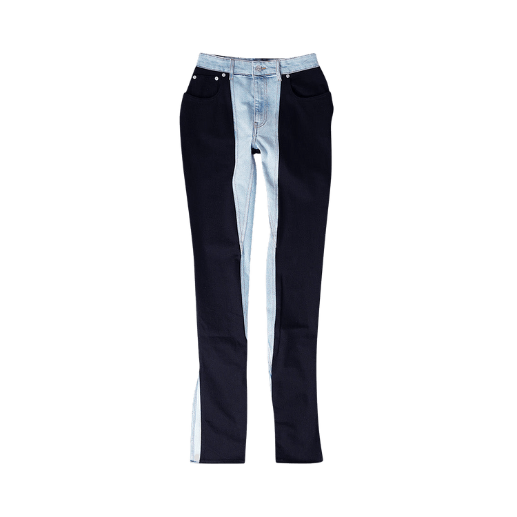 Mugler Bi-Color Skinny Jeans "Tokyo Blue/Black"