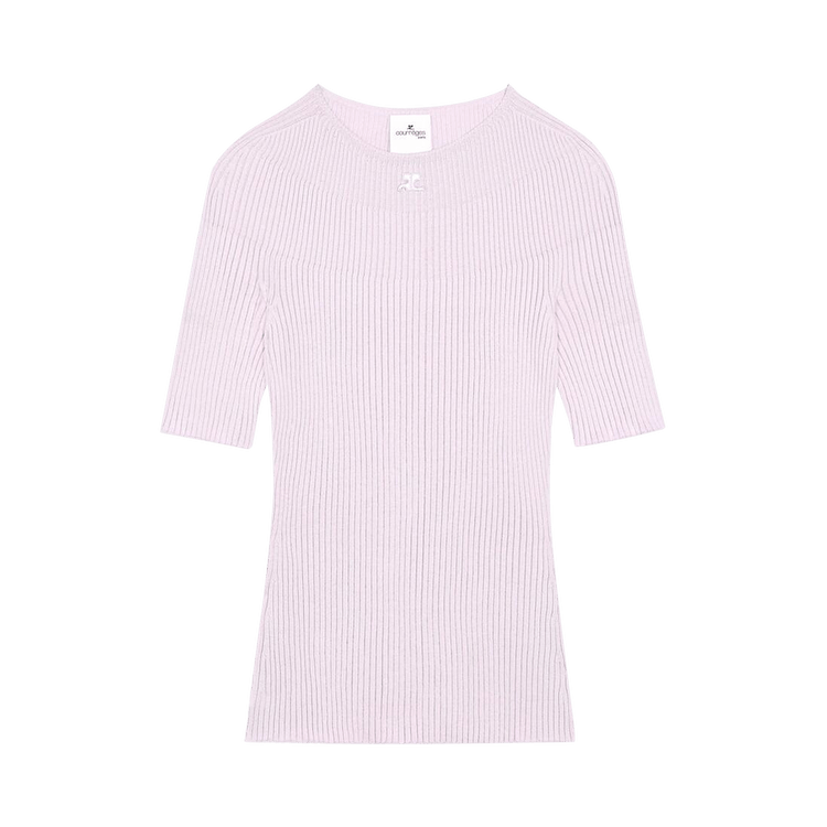 Courrèges Solar Short-Sleeve Light Rib Sweater "Mist"