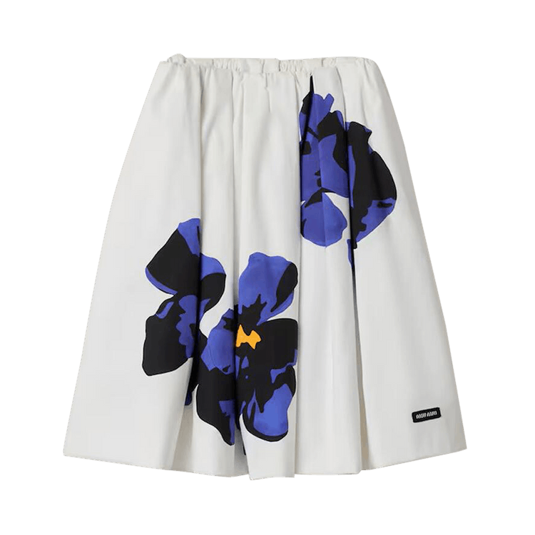 Miu Miu Poplin And Jersey Printed Skirt "White/Purple"