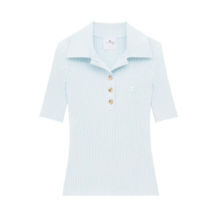 Courrèges Rib Knit Polo "Iceberg"