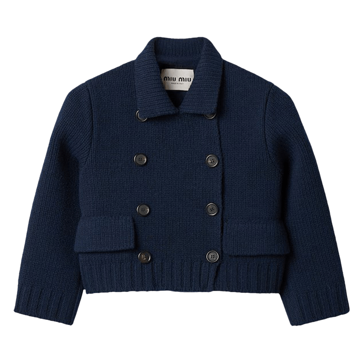 Miu Miu Cropped Wool Jacket "Navy"