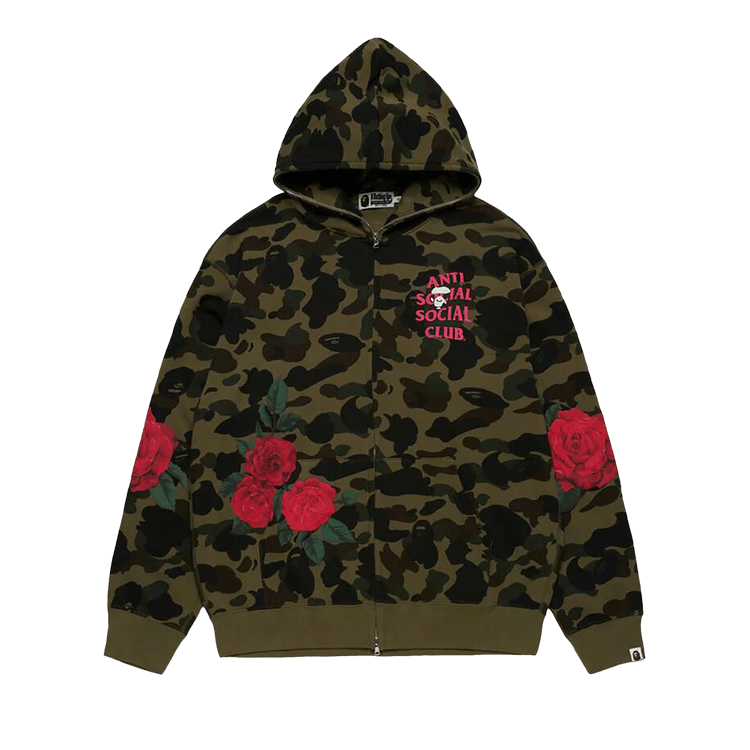 BAPE x Anti Social Social Club Full Zip Hoodie "Green"