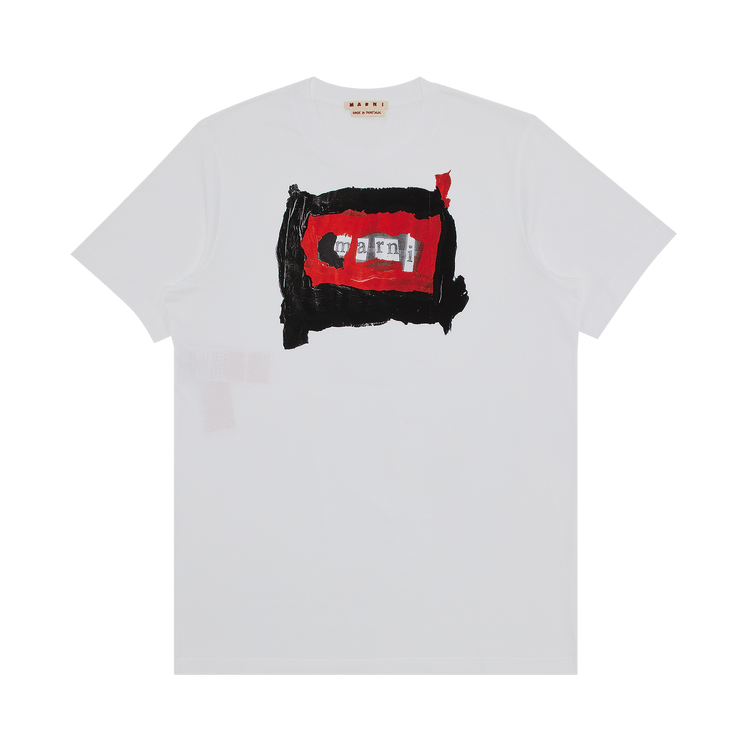 Marni Painted Collage Logo Jersey T-Shirt "Lily White"