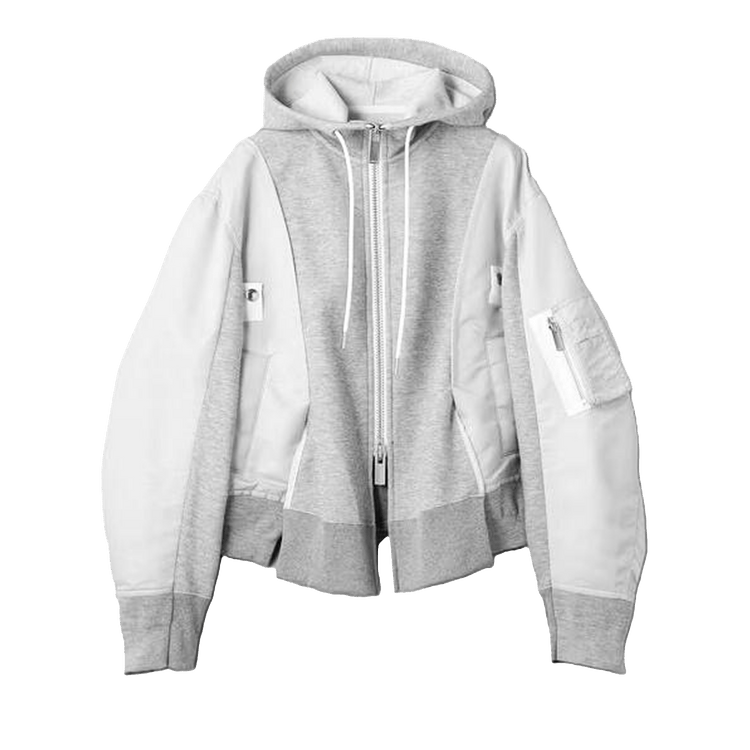 Sacai Nylon Twill x Sponge Sweat Hoodie "Light Grey"