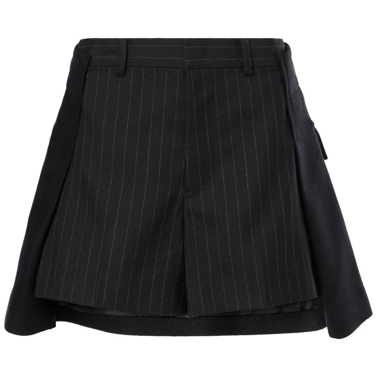 Sacai Chalk Stripe x Wool Melton Shorts "Black"
