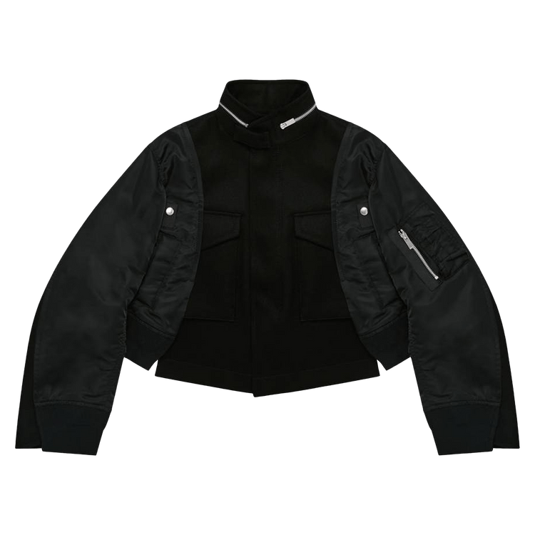 Sacai Wool Melton x Nylon Twill Jacket "Black"