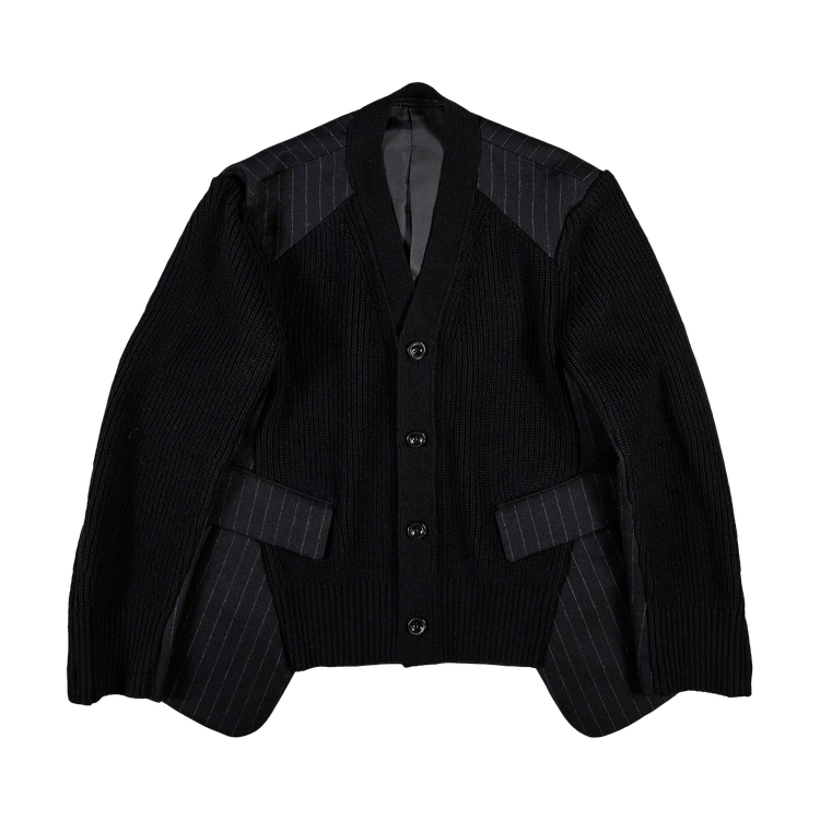 Sacai Chalk Stripe x Knit Cardigan "Black"