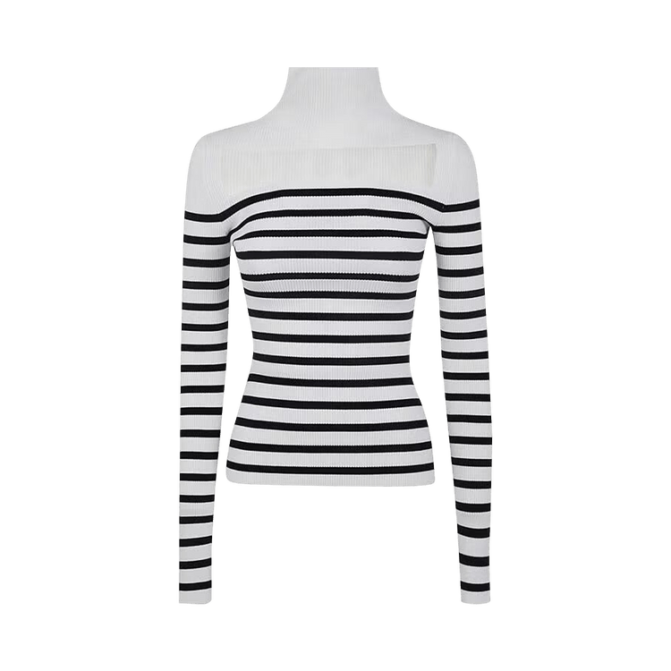 Jean Paul Gaultier Ribbed Mariniere Pullover "White/Navy"