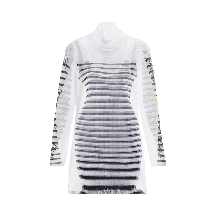 Jean Paul Gaultier Mesh Short Dress "White/Navy/Black"