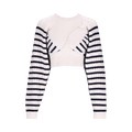 Jean Paul Gaultier Long-Sleeve Crop Pullover "White/Navy"